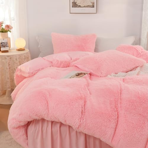 Litanika Fluffy Pink Comforter Set King 3 Pieces