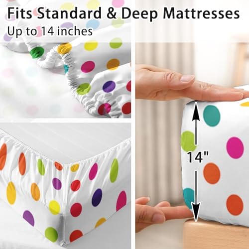 Pamnest Full Size Bed Sheet Sets with Retro Polka Dots