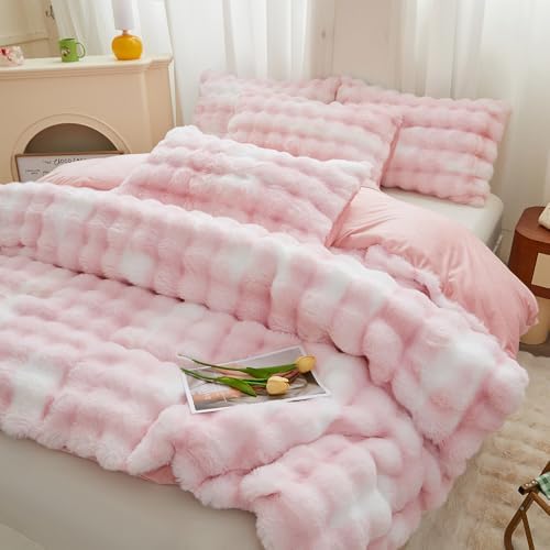 Chovy Kids Girls Rabbit Plush Comforter Set 3PC