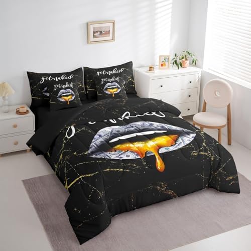 Feelyou Luxury Black Gold 7 Piece Bed Set
