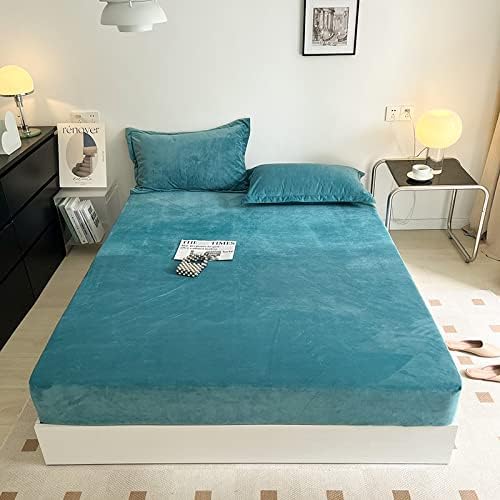 FCLDESHOP Thick Warm Coral Fleece Fitted Sheet 1