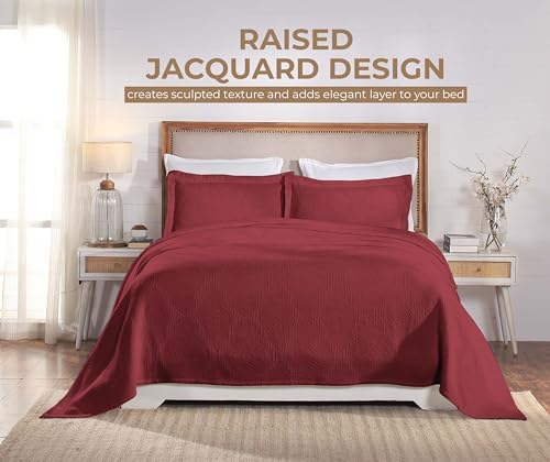 Superior Cotton Bedspread Set Queen Garnet