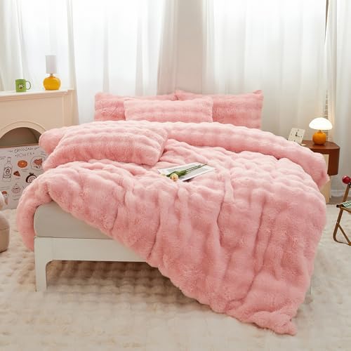 Roscloud Rabbit Plush Comforter Set Twin Full 3PC