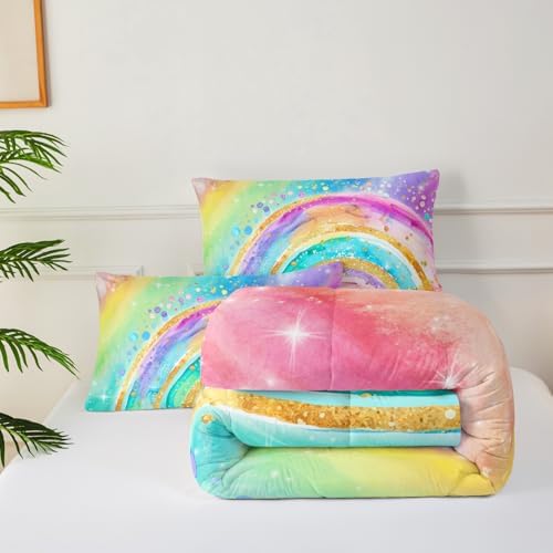 Cute Rainbow King Comforter Set for Kids