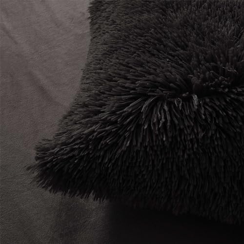 Fluffy Black Comforter Set Twin Size 2 Pieces