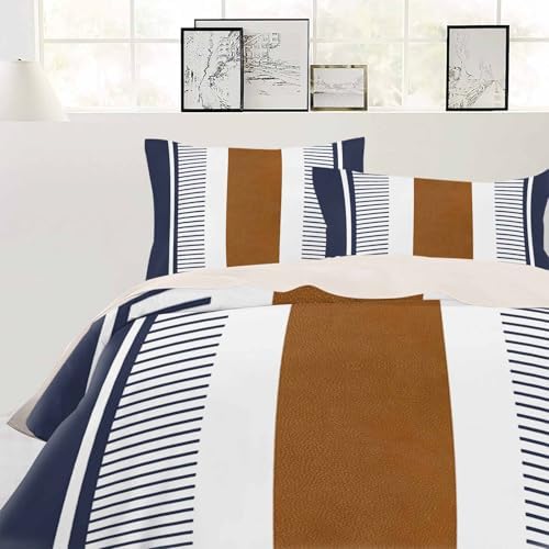 ZOE GARDEN Navy Blue Stripes Duvet Cover Set Twin Size