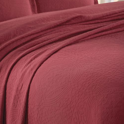 Superior Cotton Fleur De Lis Bedspread Set Twin Garnet 1