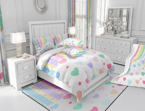 Feelyou Rainbow Heart Sheet Set 4Pcs Queen Size