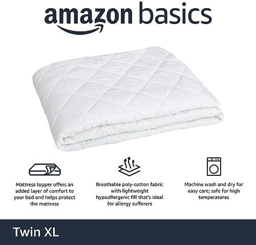 Amazon Basics Hypoallergenic Mattress Topper Pad Twin XL 18 Inches Deep