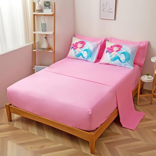 Mermaid Kids Comforter Set Purple Sea Princess Queen Bedding