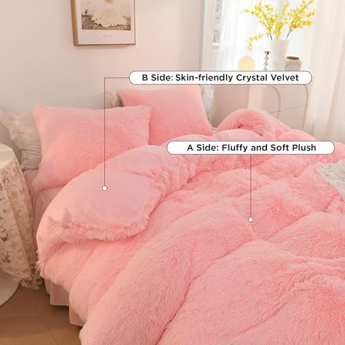 Litanika Fluffy Pink Comforter Set King 3 Pieces