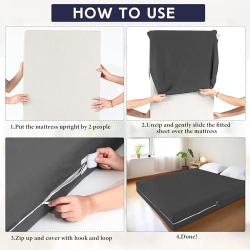 Dark Gray Zippered Mattress Protector Twin XL 12-16in