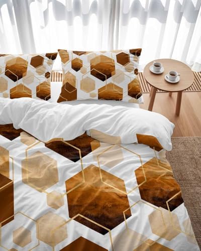 ZOE GARDEN Orange Gold Bed Duvet Cover Set