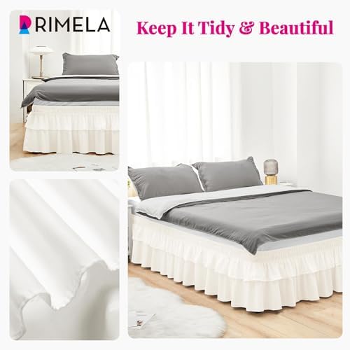 RIMELA Ivory Ruffle Bed Skirt 14 Inch Drop