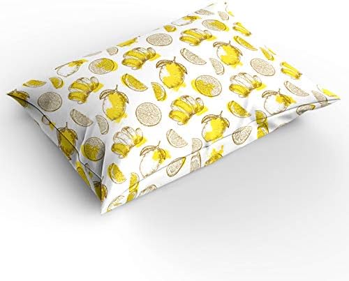 LooPoP 4PCS California King Bedding Set Lemon Sketch Comforter Sheet