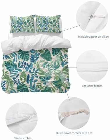 ZOE GARDEN Palm Leaves Queen Duvet Cover Set