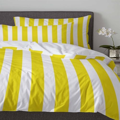 ZOE GARDEN Yellow Stripe Duvet Cover Twin Set 1