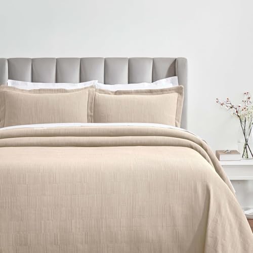 HOMECITY 3-Piece Bedspread Set 100 Cotton Beige Full