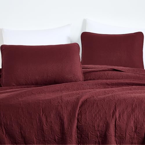 Chezmoi Collection Luca Bedspread Set King Size Burgundy