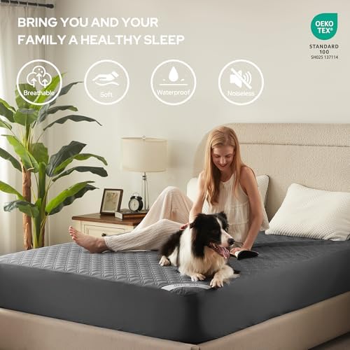 BEDLORE Waterproof Mattress Protector with Classic Coin Quilt Pattern