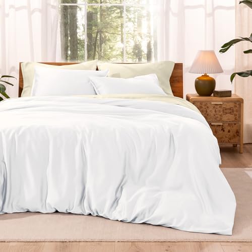 Bare Home Tencel Duvet Cover Set - Twin White 1
