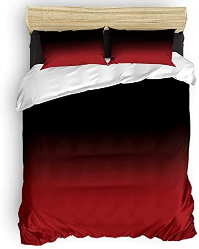 LooPoP California King Comforter Set Red Black Ombre