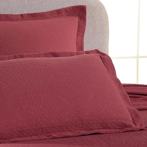 Superior Cotton Fleur De Lis Bedspread Set Twin Garnet 1