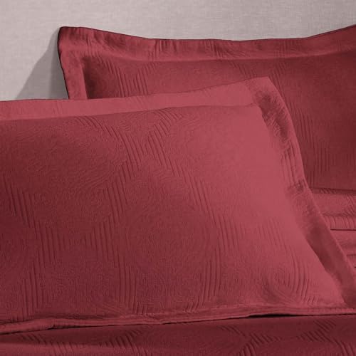 Superior Cotton Bedspread Set Queen Garnet