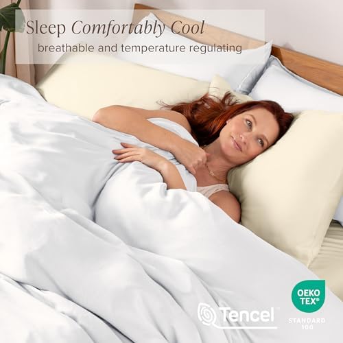 Bare Home Tencel Duvet Cover Set - Twin White 1