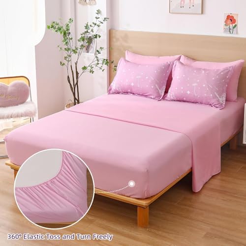 Menghomeus Ombre Pink Purple Comforter Set 7 Pcs Bed in a Bag