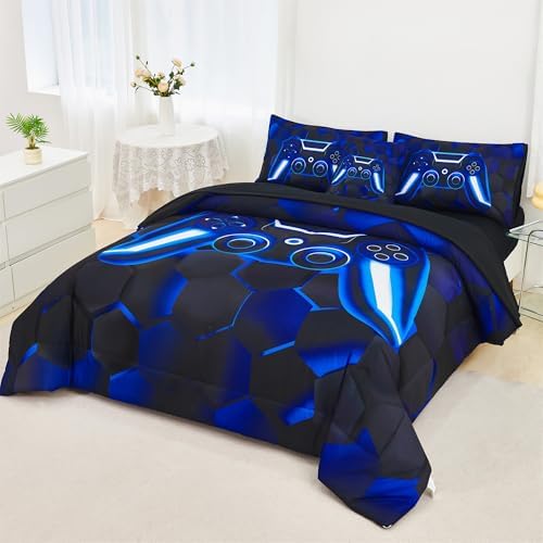 RYNGHIPY Blue Gaming Comforter Set for Kids Boys 1