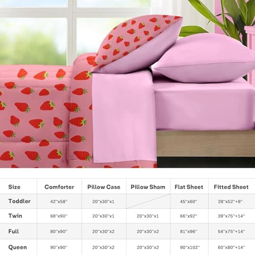 Nesker 5 Pcs Comforter Set Twin Size Sweet Pink