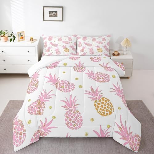 Erosebridal Pink Pineapple Comforter Set Full Size 1