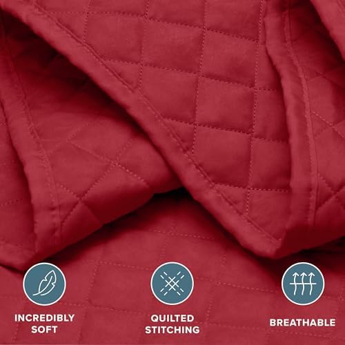 Bare Home Coverlet Set - Red Quilted Bedspread Shams FullQueen
