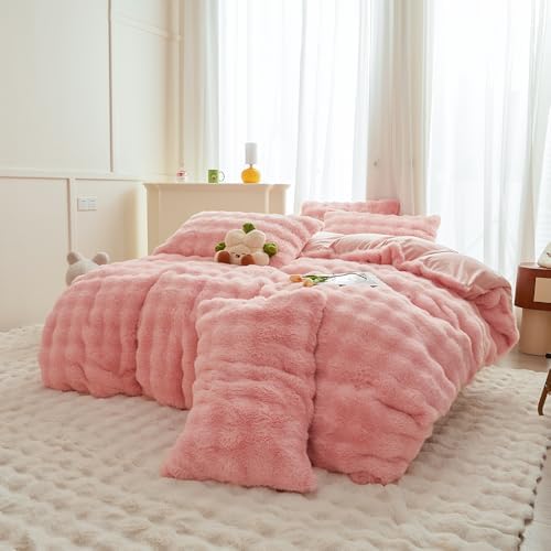 Roscloud Rabbit Plush Comforter Set Twin Full 3PC