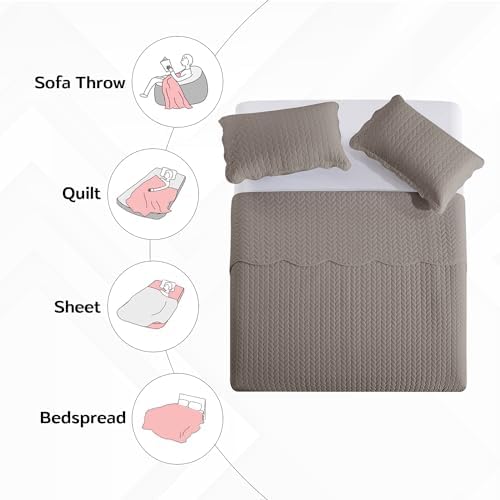 MOONLIGHT20015 Queen Size Bedspread Set - 3 Pcs Microfiber Coverlet Set