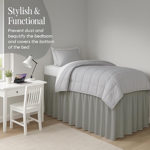 Cottingon Dorm Bed Skirt Twin XL 36 Light Grey