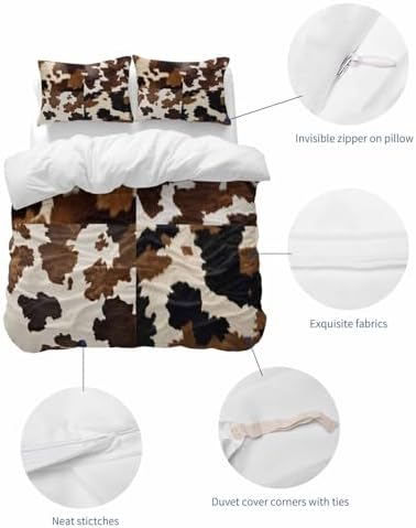 Cow Patterned Duvet Cover Queen Size Set