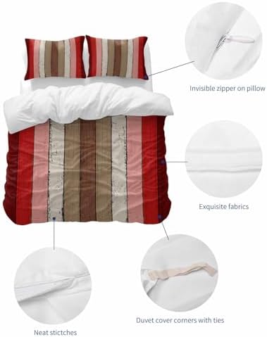 ZOE GARDEN Red Pink Duvet Cover Set 3 Pieces 1