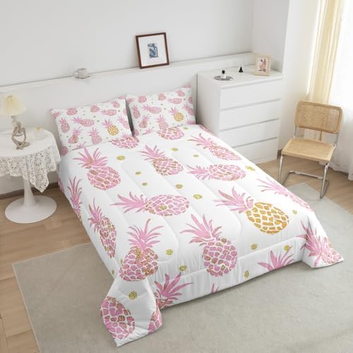 Erosebridal Pink Pineapple Comforter Set Full Size 1