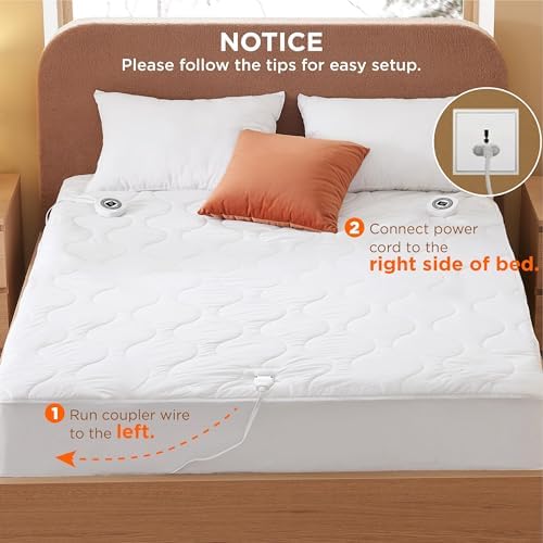Bedsure Heated Mattress Pad Queen - 10 Heat Settings Waterproof Dual Controller