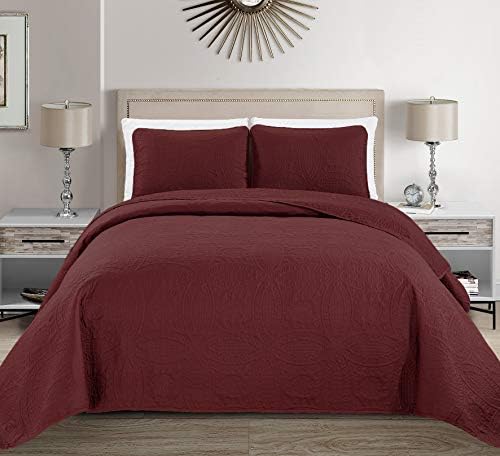 Fancy Linen Embossed Coverlet Set 3pc King Size