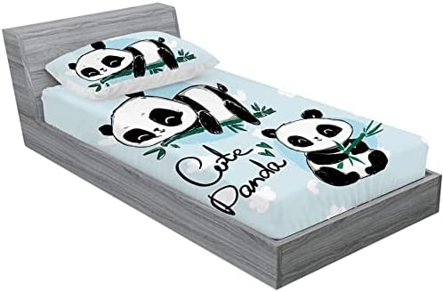 Wajade Blue Panda Sheet Set Queen Size 3D Print 1