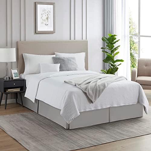 Nestl Silver Twin XL Bed Skirt 14 Inch Drop