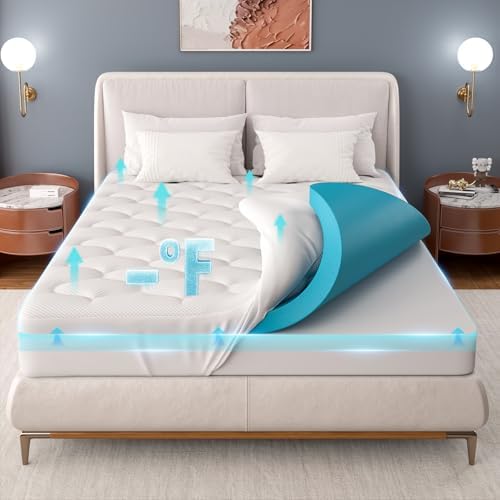 OhGeni 4 Inch Cooling Mattress Topper Dual Layer Queen