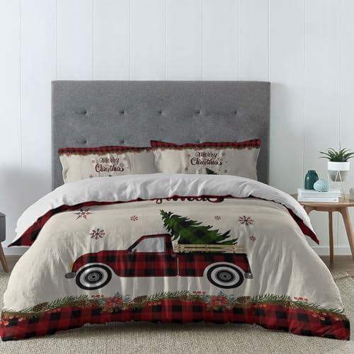 LooPoP Christmas Comforter Set California King Red Plaid