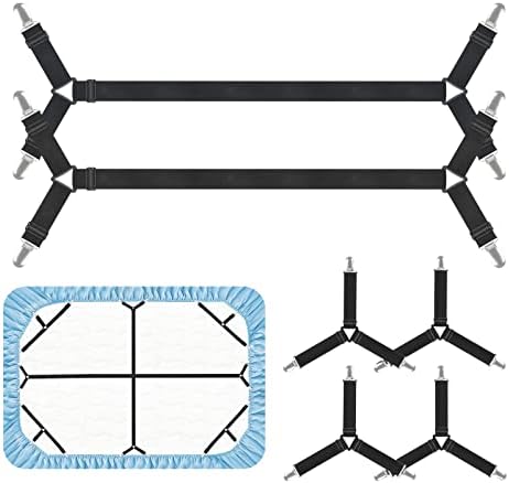 SCYROX Bed Sheet Clips 6pcs Adjustable Fitted Sheet Straps