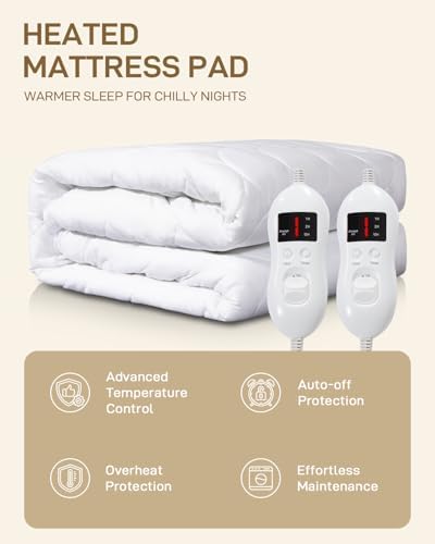 SOHTOPHO Queen Size Electric Heated Mattress Pad with Dual Control