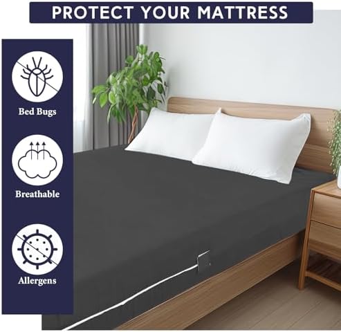 Dark Gray Zippered Mattress Protector Twin XL 12-16in
