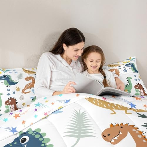 Feelyou Cartoon Dinosaur Comforter Set 3PCs